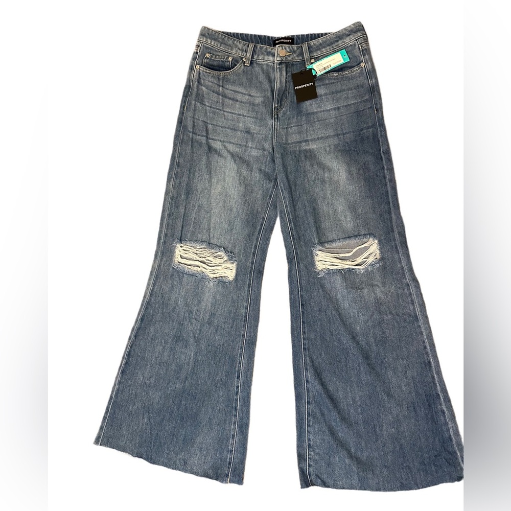 Prosperity- Nikki Distressed Wide Leg Jean, Indigo- 10